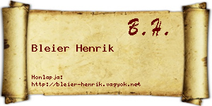 Bleier Henrik névjegykártya